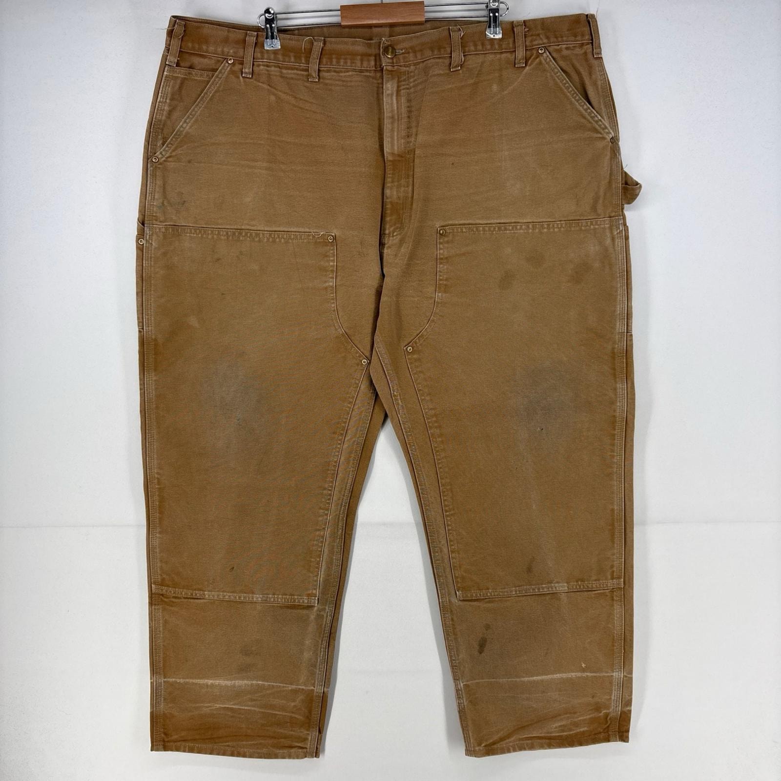 古着 カーハート Carhartt USA製 パンツ ダック ダブルニー ビッグ ペインターパンツ 大きいサイズ 特大 w50 L30  ブラウン メンズ
