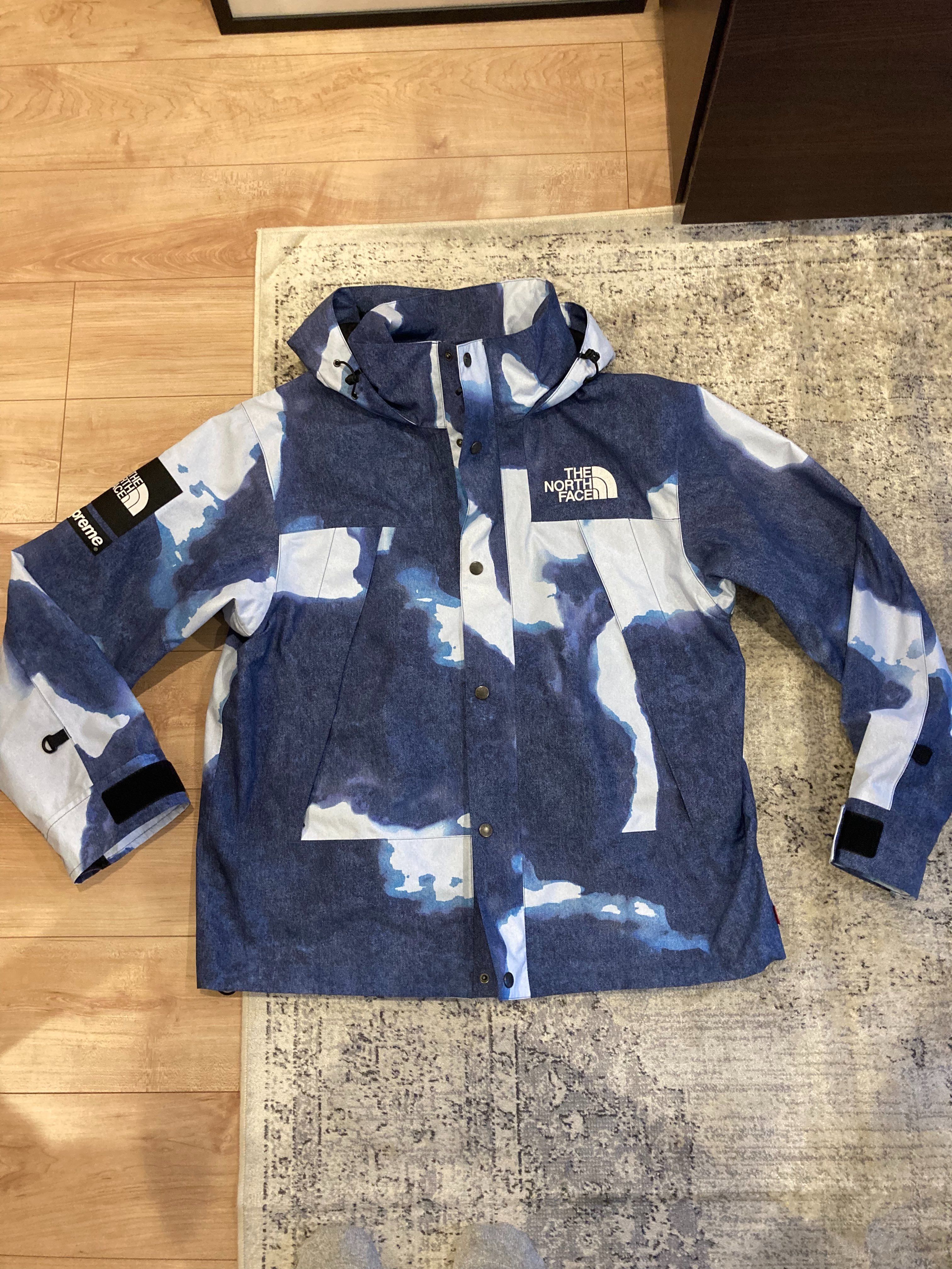 Supreme x The North Face Bleached Denim Print Mountain Jacket "Indigo"