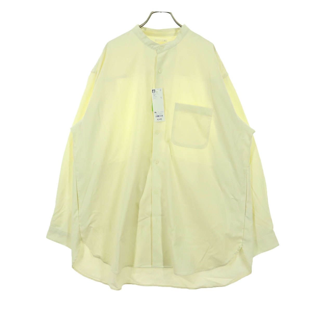 GU ジーユー 長袖 オーバーサイズ バンドカラー シャツ XL クリーム系