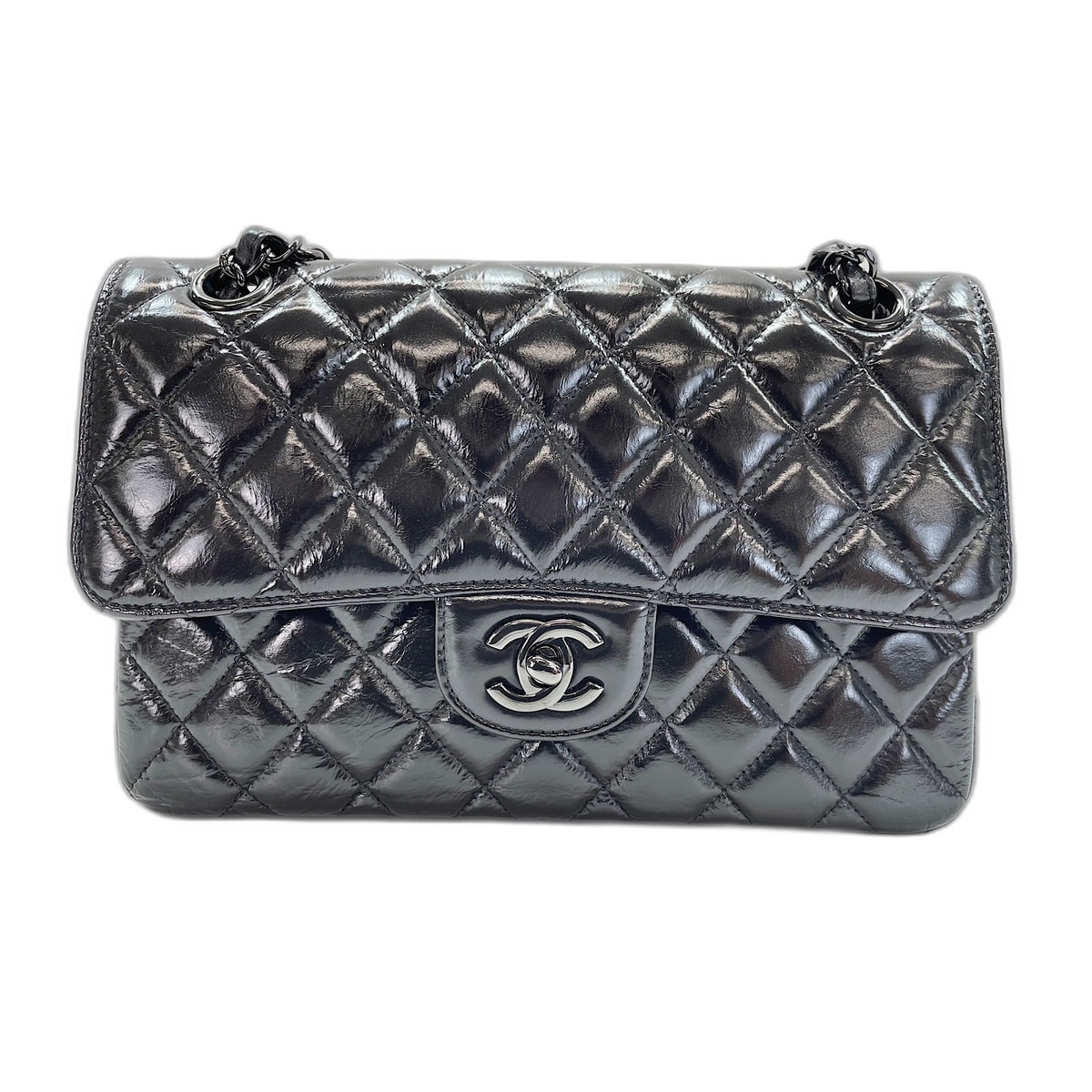 シャネル CHANEL パテント マトラッセ23 ダブルフラップ ハンドバッグ【中古】