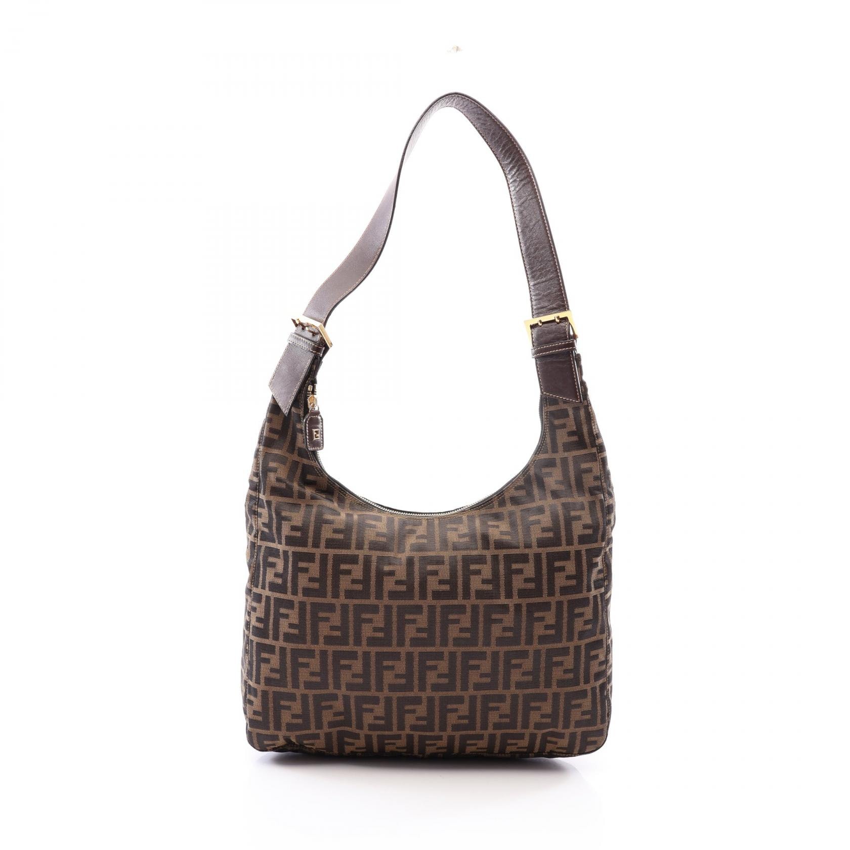 フェンディ FENDI ズッカ ショルダーバッグ バッグ キャンバス レザー レディース ブラウン系 【中古】
