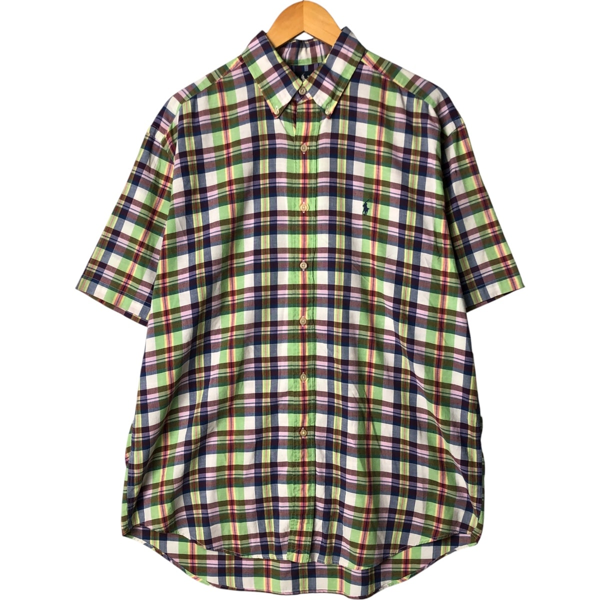 古着 ラルフローレン Ralph Lauren BLAIRE 半袖 ボタンダウン チェックシャツ メンズL相当/eaa581376