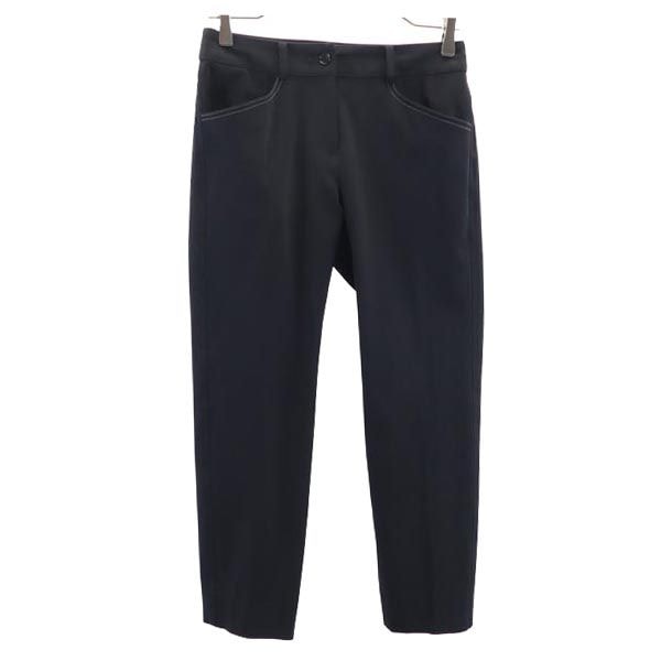 LANVIN ランバン 日本製 クロップドパンツ 36 ブラック系 ロゴ