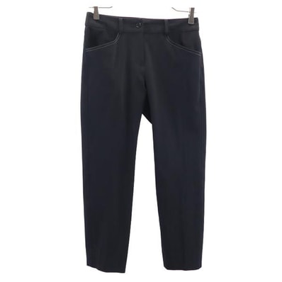LANVIN ランバン 日本製 クロップドパンツ 36 ブラック系 ロゴ