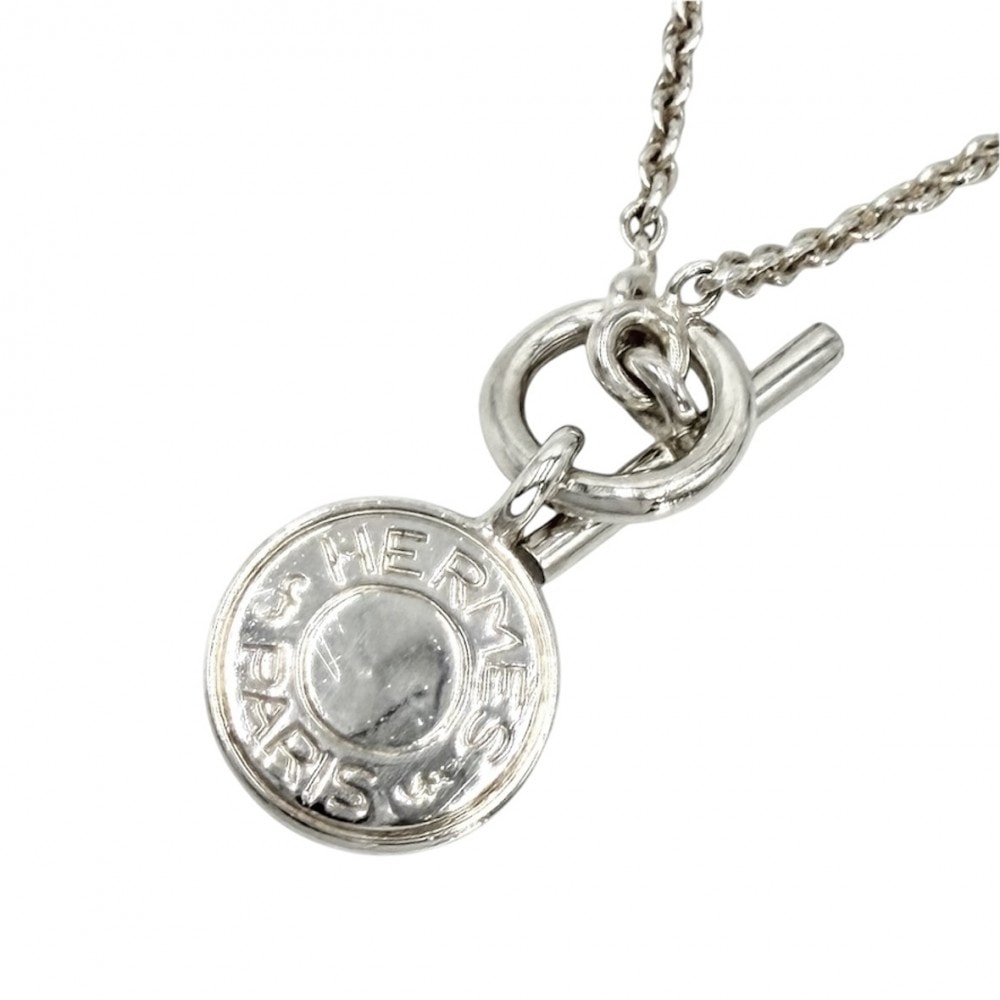 HERMES エルメス ネックレス セリエ アミュレットHエクスリブリス ペンダント ジュエリー アクセサリー シルバー925    レディース 約9.6g【中古品】