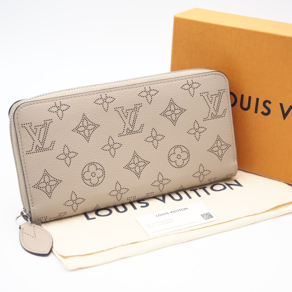 美品 LOUIS VUITTON ルイ・ヴィトン マヒナ ジッピー ウォレット ガレ M69821 長財布 ベージュ レザー レディース