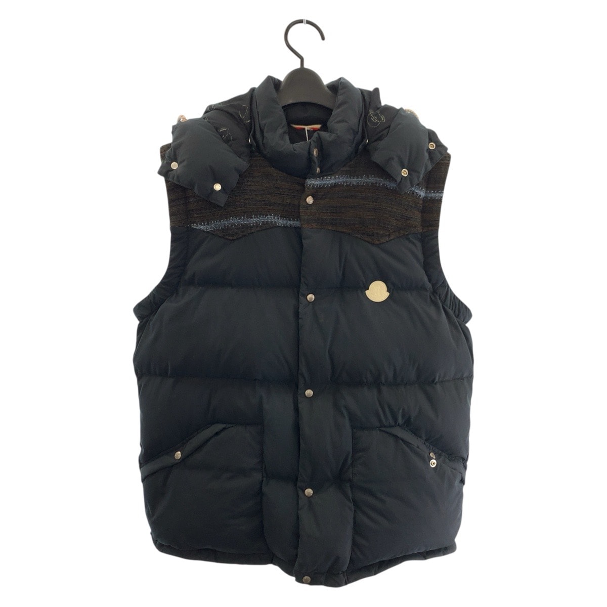 美品 MONCLER モンクレール VISVIMコラボ ネイビー シルバー金具 コットン ダウンベスト 506838 【中古】