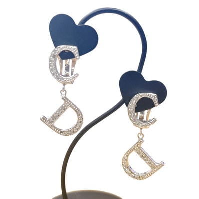 ディオール Dior ラインストーン CDロゴ イヤリング