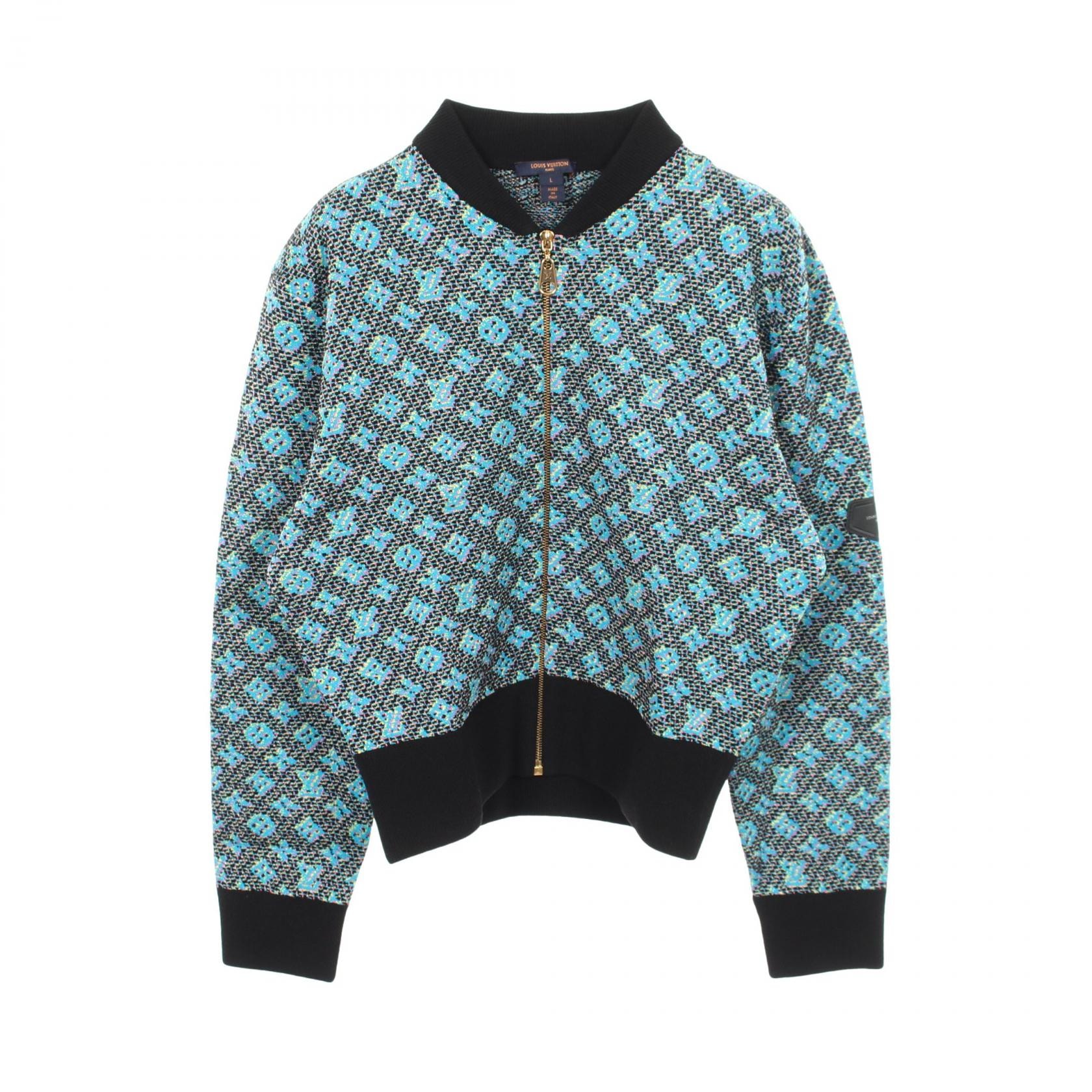 ルイ・ヴィトン LOUIS VUITTON モノグラム ジップアップ 衣料品 アウター ウール ナイロン シルク メンズ ブラック系 / ブルー系 / マルチカラー 【中古】
