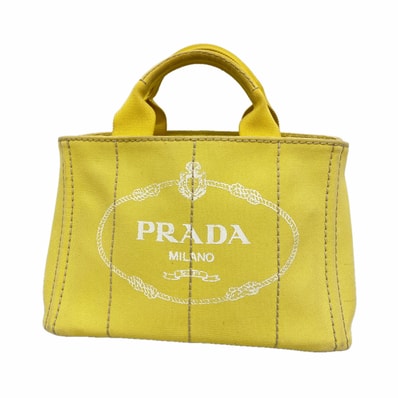 ★最終価格【6ie7308】プラダ トートバッグ カナパ キャンバス イエロー ゴールド金具【中古】レディース
