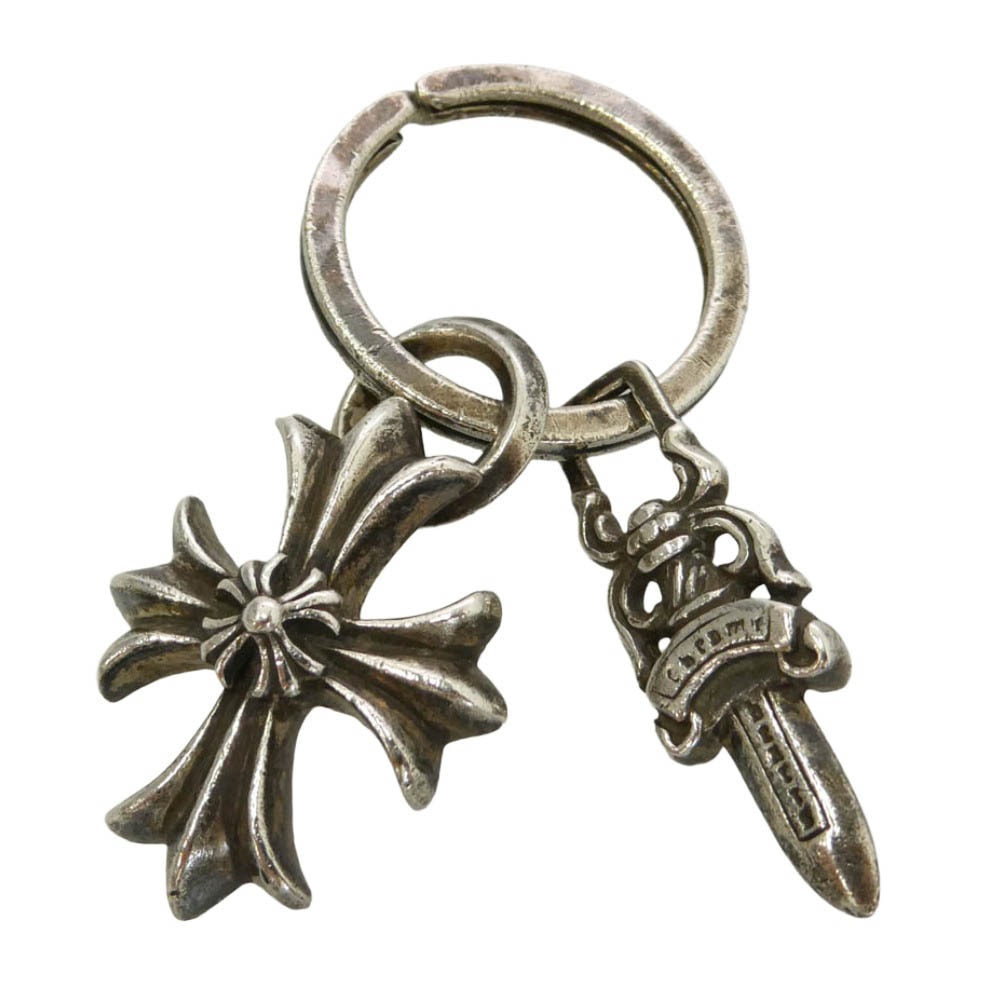 CHROME HEARTS クロムハーツ(原本無) RNG&No5 DGGR DBL CH PRS ダブルCHプラス #5ダガー キーリング キーホルダー シルバー系【中古】