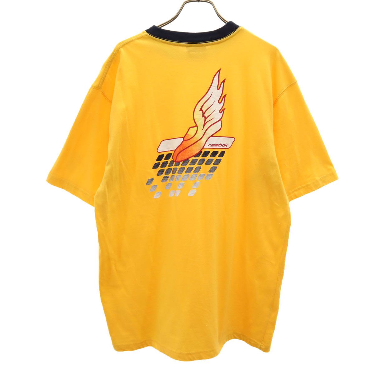 Reebok リーボック バックロゴ 半袖 Tシャツ LL イエロー