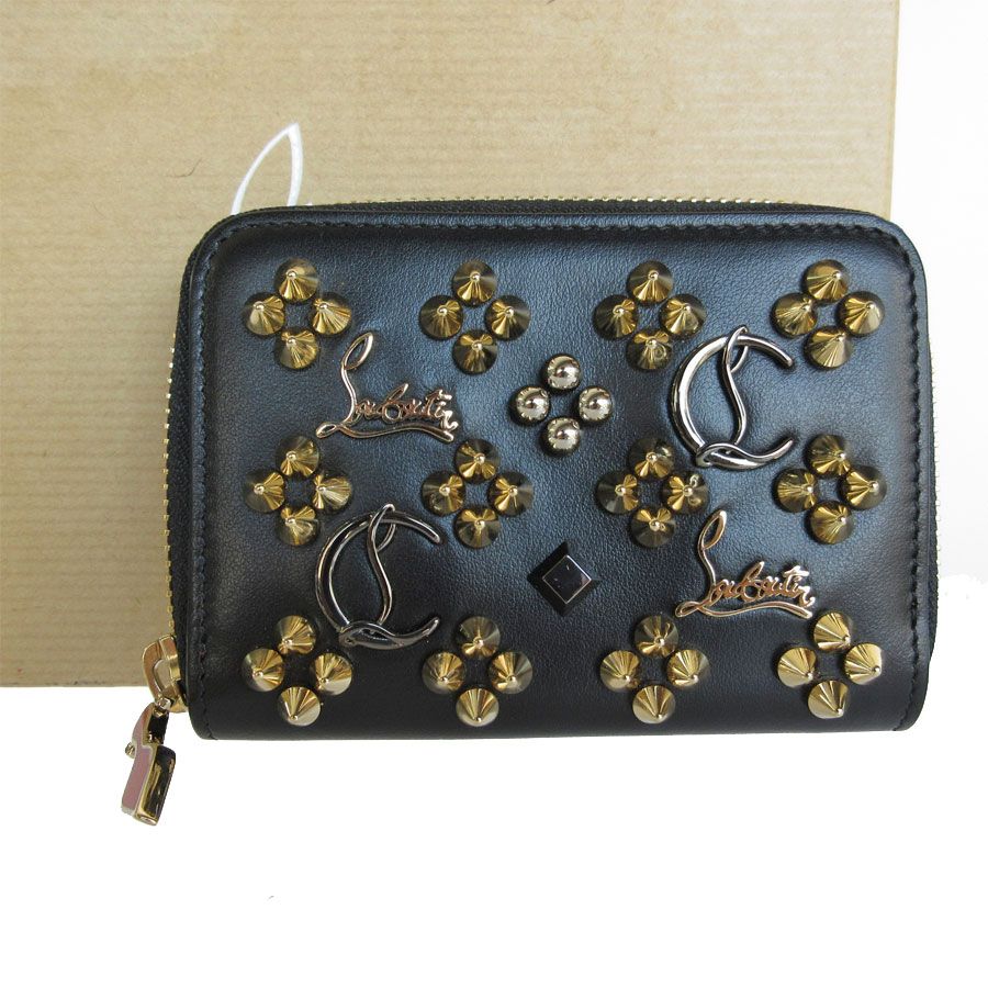 クリスチャンルブタン Christian Louboutin コインケース パネトーネ レザー/メタル ブラック/ゴールド/シルバー レディース【中古】 s0242