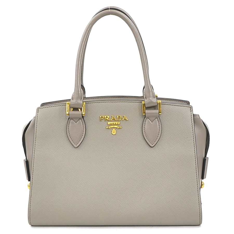 C (やや傷や汚れあり)】プラダ PRADA ハンドバッグ レザー グレー