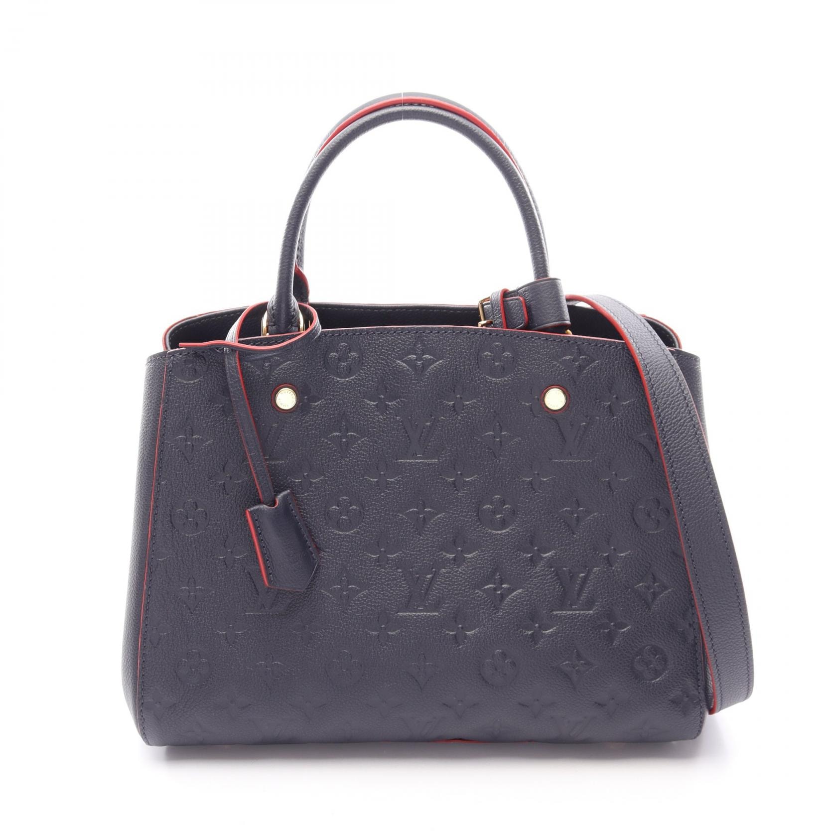 ルイ・ヴィトン LOUIS VUITTON モンテーニュMM 2WAY ハンドバッグ バッグ レザー モノグラム・アンプラント マリーヌルージュ レディース ネイビー系 M42746 【中古】