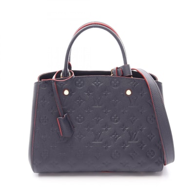 ルイ・ヴィトン LOUIS VUITTON モンテーニュMM 2WAY ハンドバッグ バッグ レザー モノグラム・アンプラント マリーヌルージュ レディース ネイビー系 M42746 【中古】