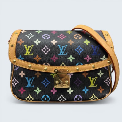 LOUIS VUITTON ルイヴィトン ソローニュ モノグラムマルチカラー ノワール ショルダーバッグ M92639 PVC レザー VI1024 ブラック マルチカラー クロスボディ ポシェット LV Bランク 中古 鑑定済 ヴィトンバッグ