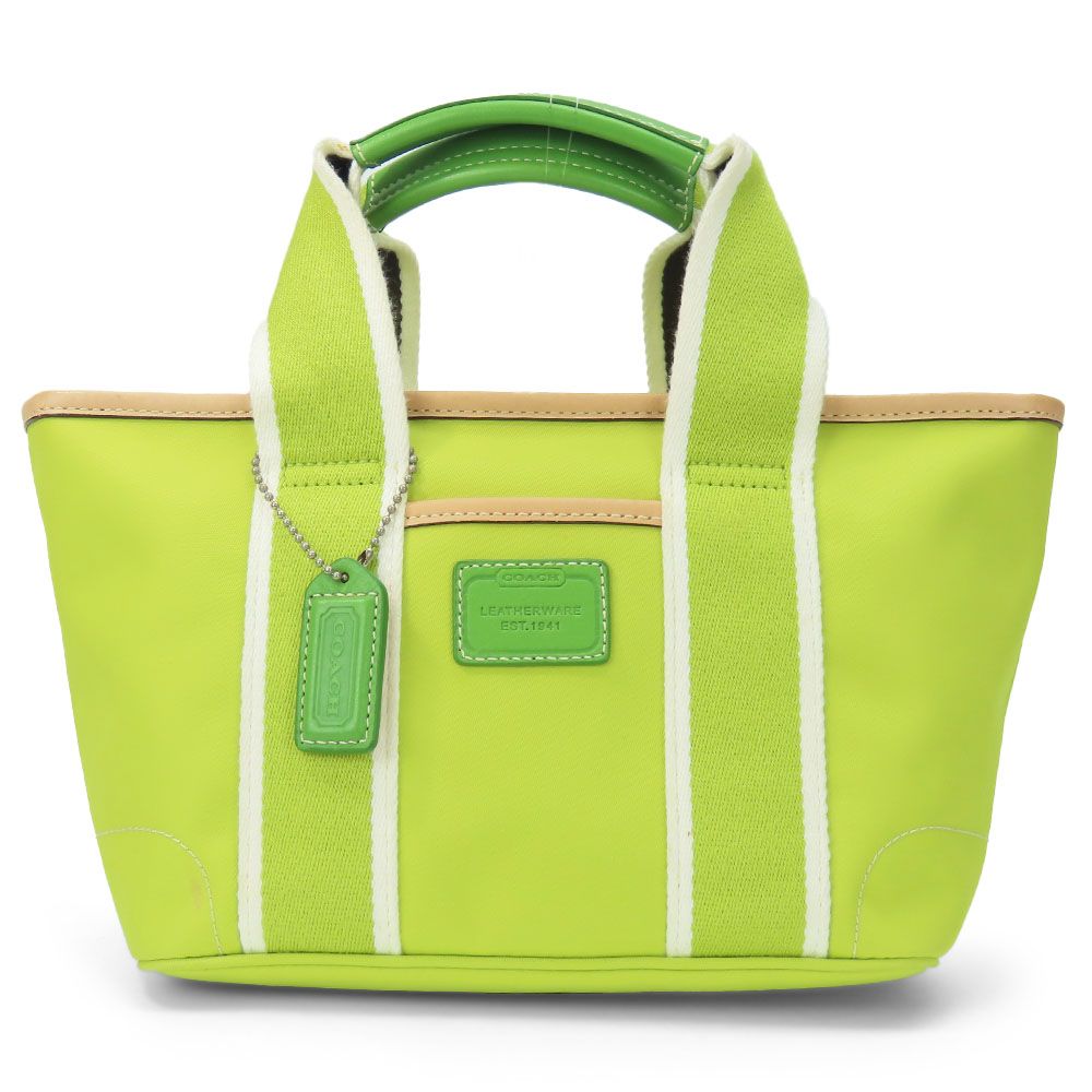 【中古】 コーチ トートバッグ 6268 キャンバス キャンバス グリーン系 シルバー金具 ミニ ハンドバッグ カジュアル レディース 女性 COACH