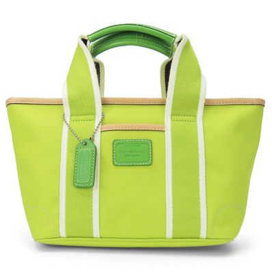 【中古】 コーチ トートバッグ 6268 キャンバス キャンバス グリーン系 シルバー金具 ミニ ハンドバッグ カジュアル レディース 女性 COACH