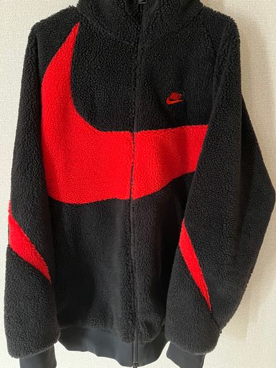 Nike Big Swoosh Reversible Boa Jacket "Black Chili Red"