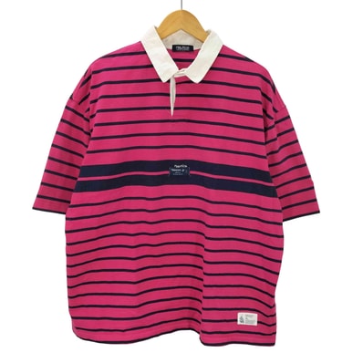 22ss Multi Border S/S Rugger Shirt ラガーシャツ オーバーサイズ 半袖 ボーダー ピンク ネイビー【1143223042484】