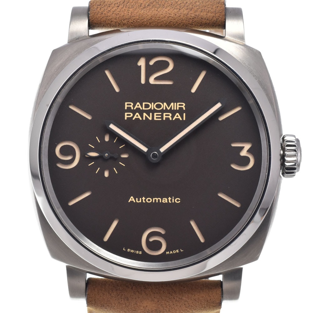 パネライ PANERAI PAM00619 ラジオミール Cal.P.4000 裏スケ スモールセコンド ブラウン 自動巻き メンズ 美品 箱付き 腕時計 O#148980