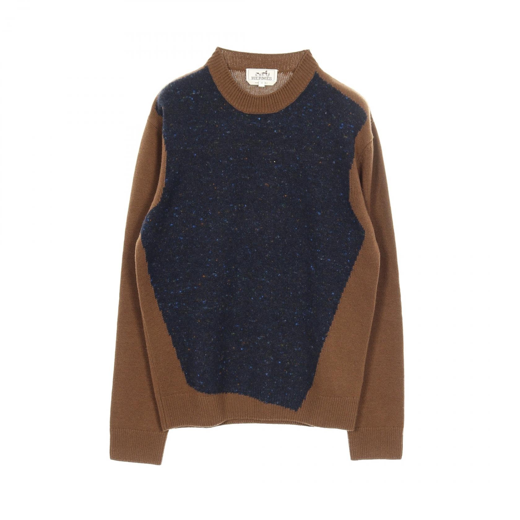 エルメス HERMES セーター ニット 衣料品 トップス ウール カシミヤ メンズ ブラウン系 / ネイビー系 【中古】