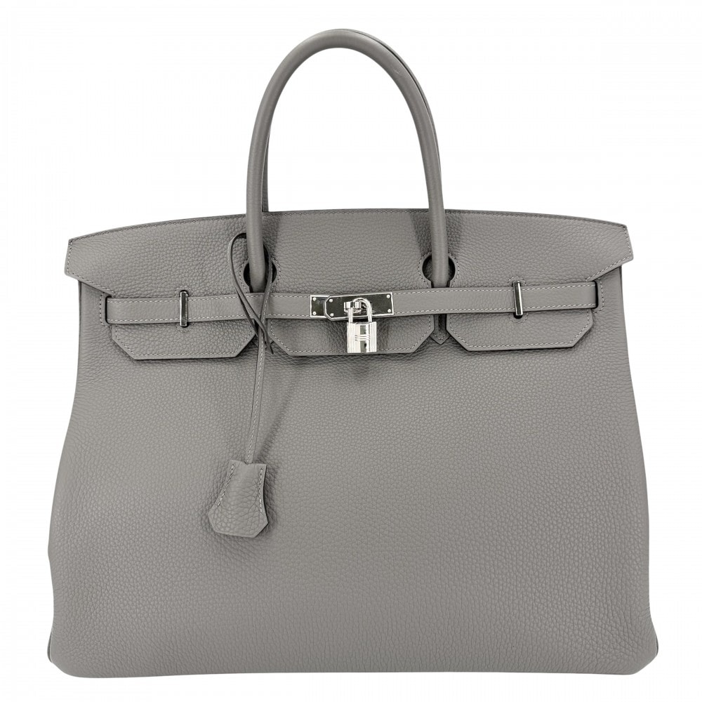 HERMES エルメス ハンドバッグ バーキン40 内縫い グレー メンズ レディース W刻印 トゴ    グリメイヤー シルバー金具 ユニセックス 2024年【中古品】