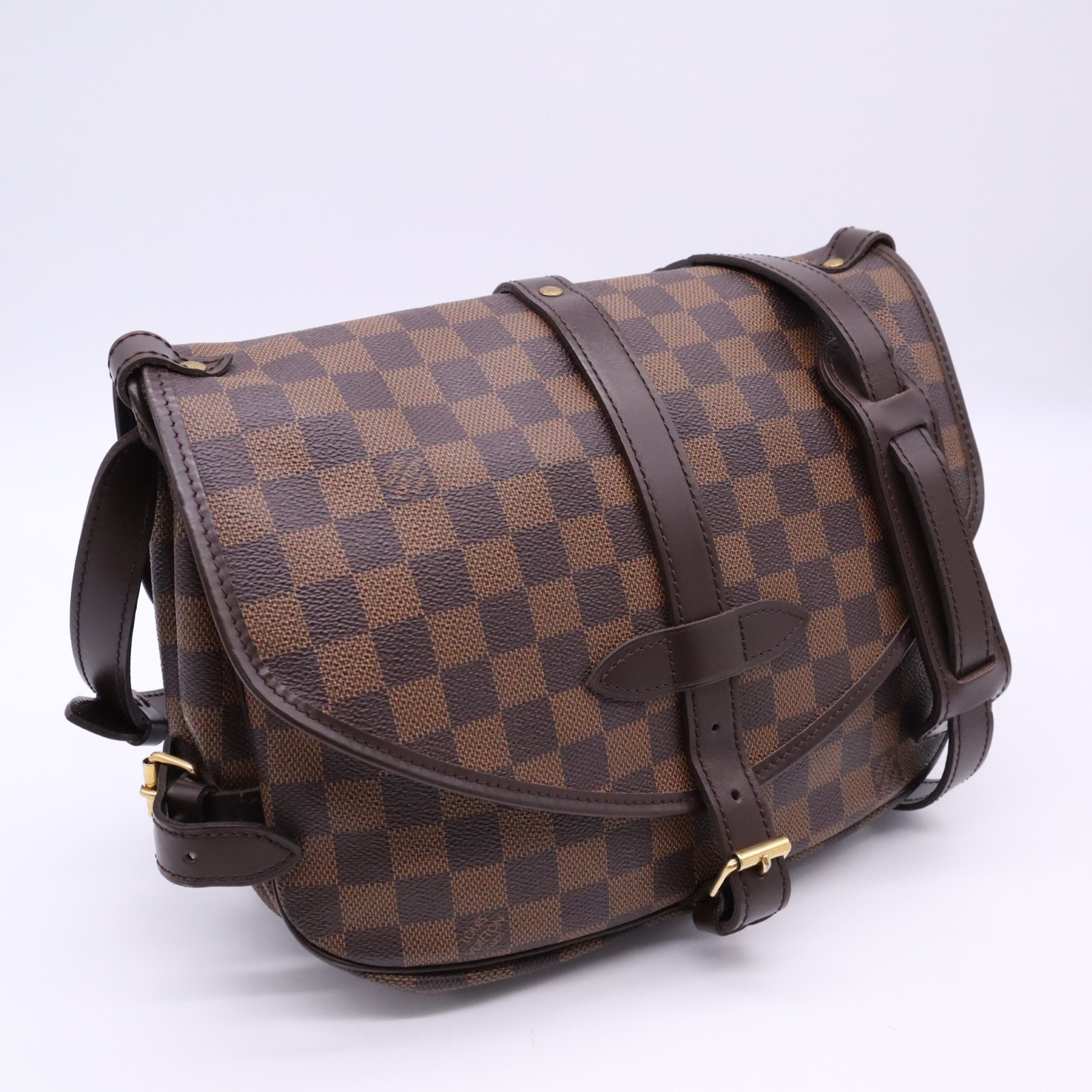 美品 LOUIS VUITTON ルイ・ヴィトン ダミエ ソミュール30 スペシャルオーダー N48081 ショルダーバッグ ブラウン ベージュ コーティングキャンバス レザー レディース