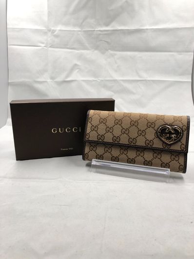 GUCCI GG Canvas Lovely Heart Wallet "Beige"