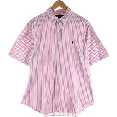 古着 ラルフローレン Ralph Lauren CLASSIC FIT 半袖 ボタンダウン ストライプシャツ メンズL相当/eaa539483
