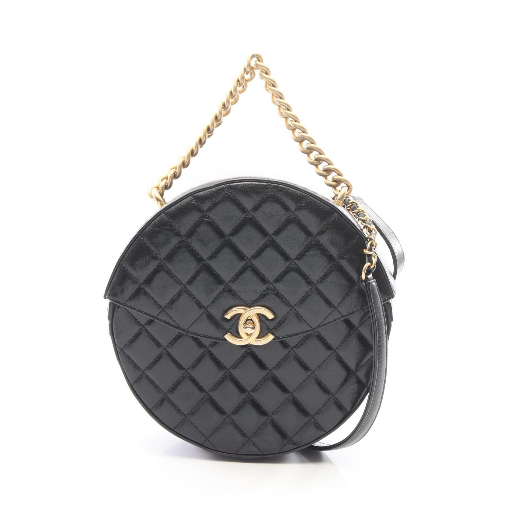 シャネル CHANEL マトラッセ ラウンド 2WAY ショルダーバッグ バッグ レザー レディース ブラック系 【中古】