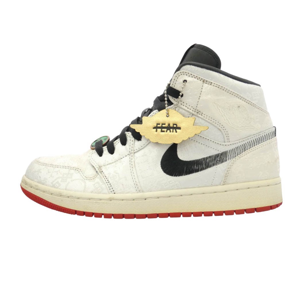 NIKE ナイキ CU2804-100 x CLOT クロット Air Jordan 1 Mid SE Fearless AJ1 ミッド フィアレス スニーカー シルバー系 ブラック系 27cm【中古】