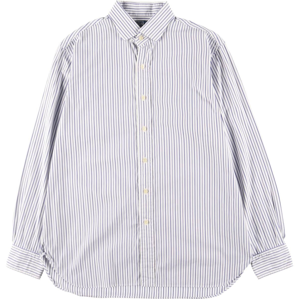古着 ラルフローレン Ralph Lauren POLO by Ralph Lauren REGENT CUSTOM FIT ワイドカラー 長袖 ストライプシャツ メンズL相当/eaa600213