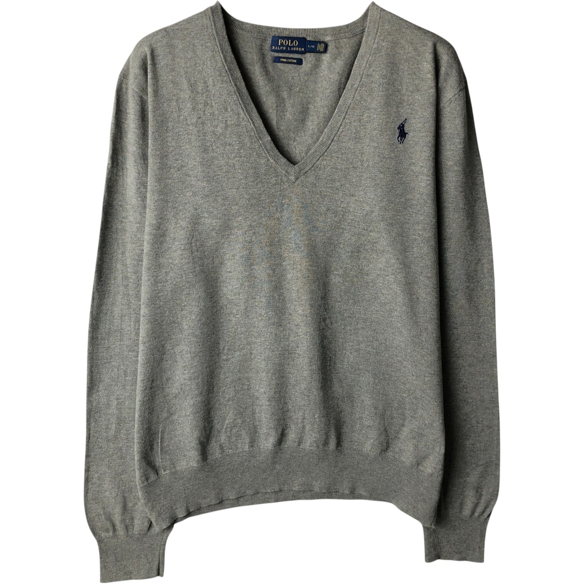 古着 ラルフローレン Ralph Lauren POLO RALPH LAUREN PIMA COTTON Vネック ピマコットンニットセーター メンズL相当/eaa637236
