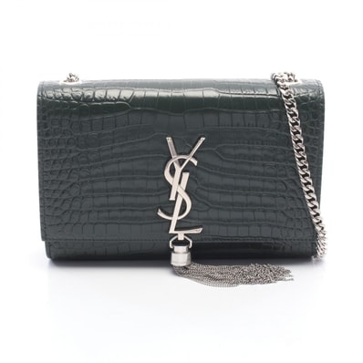 サンローランパリ SAINT LAURENT PARIS ケイト タッセル スモール クロコ型押し ショルダーバッグ バッグ レザー レディース グリーン系 【中古】