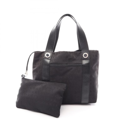 ブルガリ BVLGARI ロゴマニア トートバッグ バッグ キャンバス レザー レディース ブラック系 【中古】