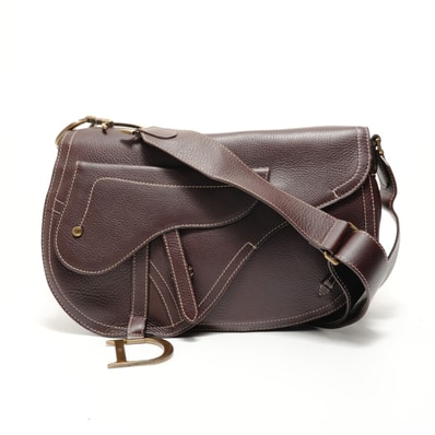 ディオール Dior サドルバッグ レザー MA-0042 ブラウン ショルダーバッグ【中古】