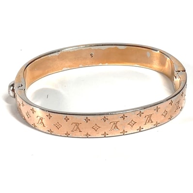 ルイヴィトン LOUIS VUITTON カフ・ナノグラム M00253 モノグラム バングル ブレスレット メタル ピンク