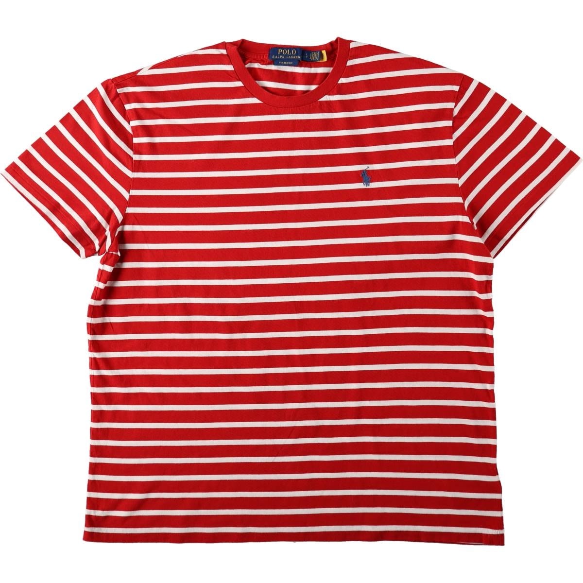 古着 ラルフローレン Ralph Lauren POLO RALPH LAUREN CLASSIC FIT 半袖 ボーダーTシャツ メンズL相当/eaa672094