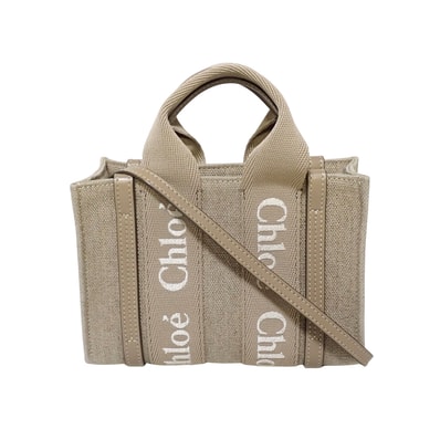 Chloe クロエ ウッディ ミニトートバッグ リネンキャンバス CHC24UP237L17 ベージュ レディース ショルダーバッグ