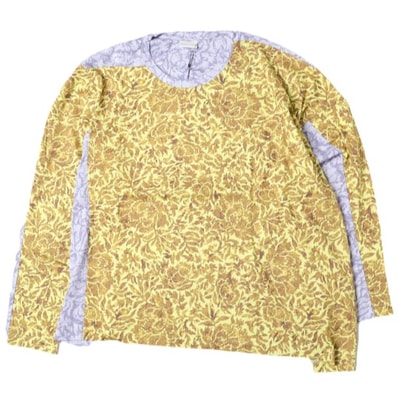 新品 DRIES VAN NOTEN ドリスヴァンノッテン 25SS HEST PR 1601 W.K.LS.T-SHIRT LIM フローラル柄 切り替えロングスリーブTシャツ 251-011136-1601-201 M LIME 長袖 定価95,700円