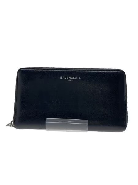 BALENCIAGA Logo Round Zip Wallet "Black"