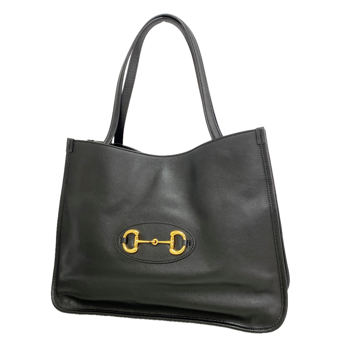 【6id6168】グッチ トートバッグ ホースビット 623694 レザー ブラック ゴールド金具【中古】レディース
