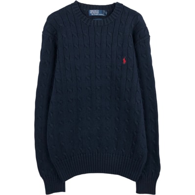 古着 ラルフローレン Ralph Lauren POLO by Ralph Lauren ケーブル編み コットンニットセーター メンズS相当/eaa619104