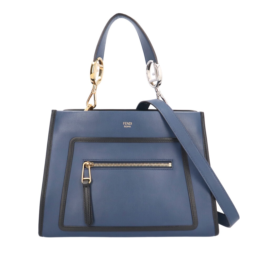 フェンディ ラナウェイ スモール ショルダーバッグ レザー 8BH344 ネイビー レディース FENDI  中古