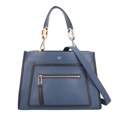 フェンディ ラナウェイ スモール ショルダーバッグ レザー 8BH344 ネイビー レディース FENDI 中古