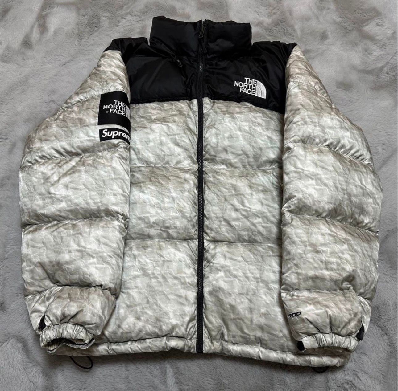 Supreme x The North Face Nuptse Jacket "White Paper Print"