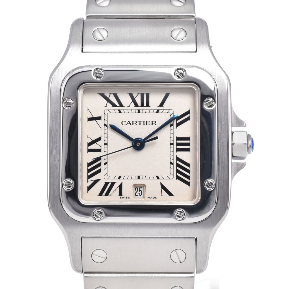 カルティエ CARTIER W20060D6 サントスガルベ LM デイト ベージュ クォーツ メンズ 美品 保証書付き 腕時計 O#148412