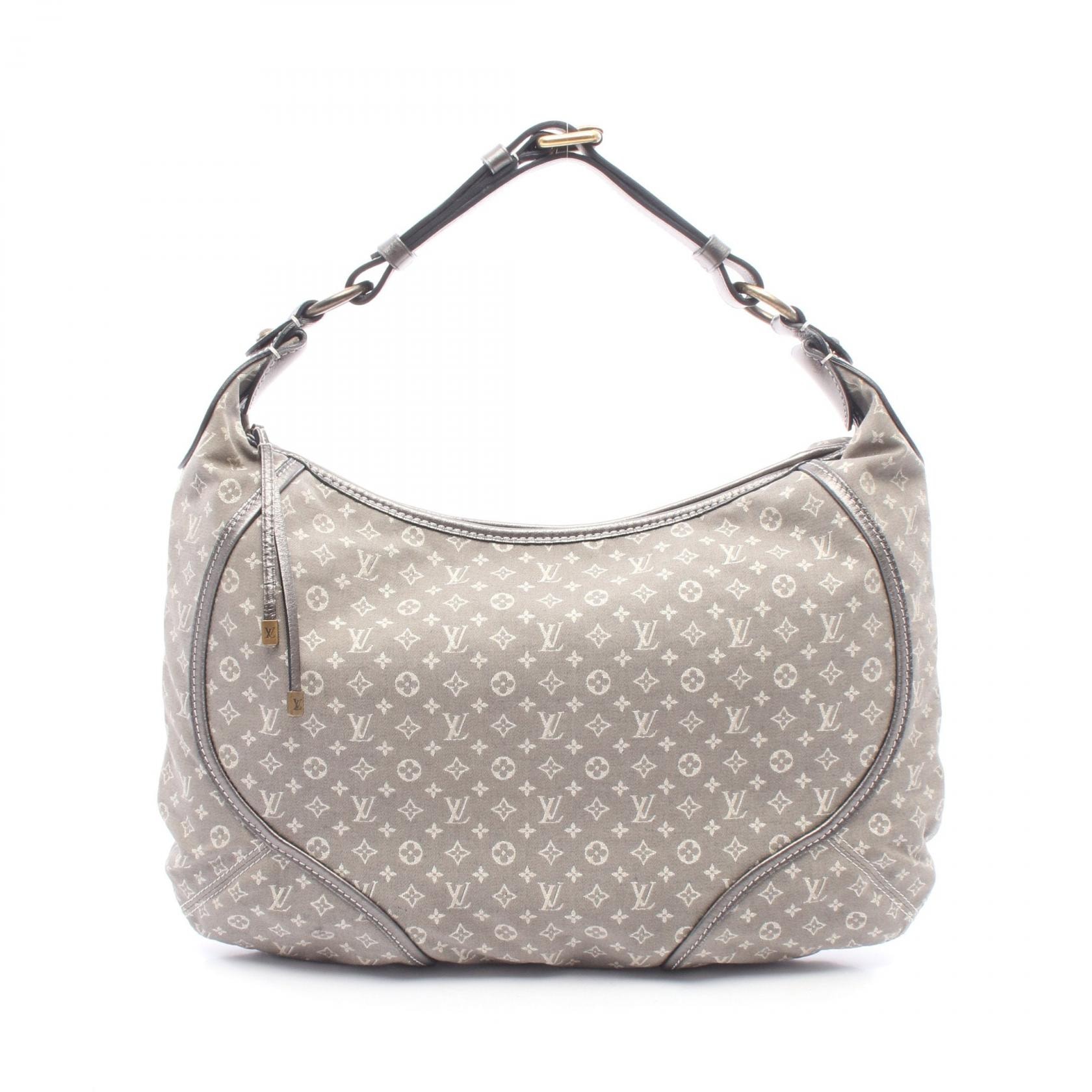 ルイ・ヴィトン LOUIS VUITTON マノンMM モノグラムミニラン プラティーヌ ショルダーバッグ バッグ キャンバス レザー グレー レディース グレー系 M95618 【中古】